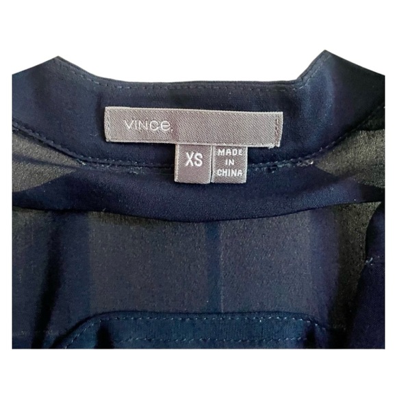 Vince Navy Blue Silk Popover Blouse - Picture 4 of 4